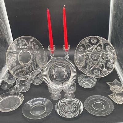 Glass Platters, Wine Glasses, Small Plates, And Other Items