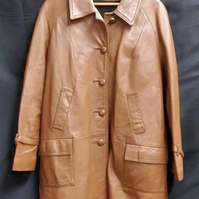 Vintage Women's Brown Leather Car Coat