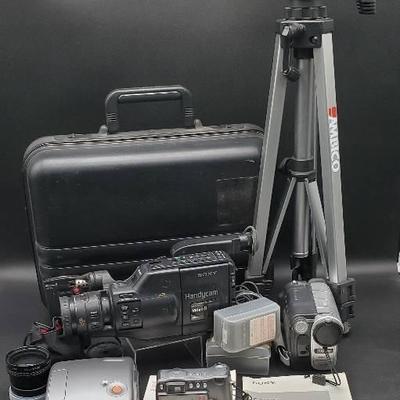 (2) Sony Video Cameras, Kodak, Polaroid And Tripod