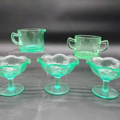 (5) Uranium Glassware Pieces