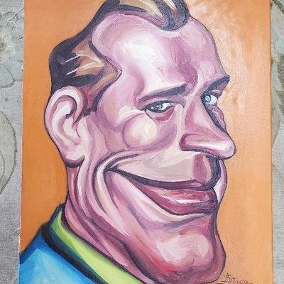 Large Oil On Canvas- "Caricature "- A. Stoica