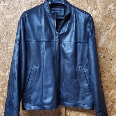 Men's Kenneth Cole Black Leather Jacket- XL