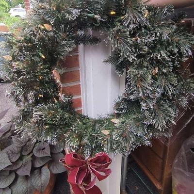 2-Holiday Wreaths (1 w/ Christmas Balls and 1 w/ Lights) 