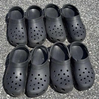 4 Pairs Of Size 15 Black Crocs 
