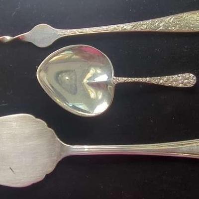 Silver Butter Pick Nut Spoon & Sheffield England EPNS Cheese Server