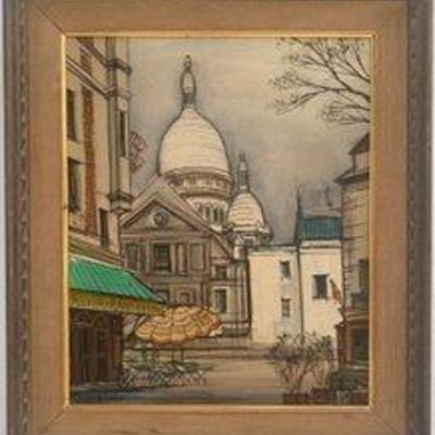 Oil On Canvas Titled "St. Pierre Du Montmartre" By French Artist Paul Lambert