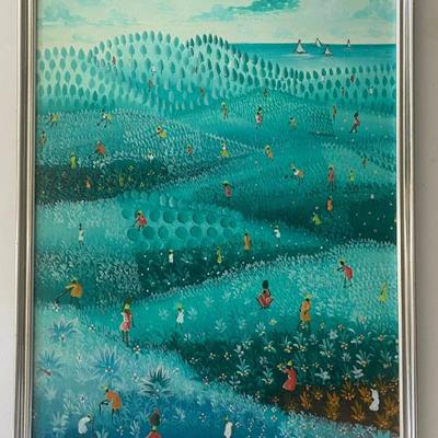 Authentic Oil On Canvas Of Haiti Landsacape Haitian Folk Artist By David Saintus