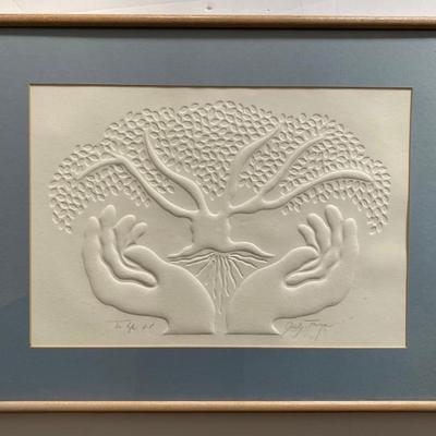 Original Inkless Intaglio Print Titled "To Life" By Artist Judy Targan. Artist Proof