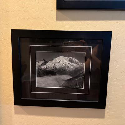 Framed Black & White Mountain Landscape Print