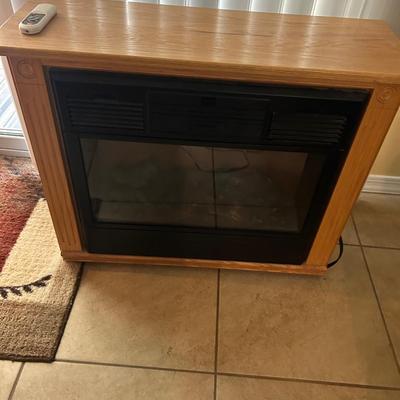 Electric Fireplace Heater with Oak Cabinet & Remote
