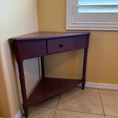 Corner Accent Table with Drawer & Shelf