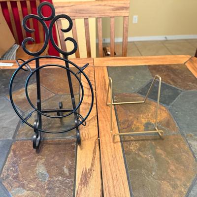 Pair of Decorative Display Stands – Metal & Brass Tone