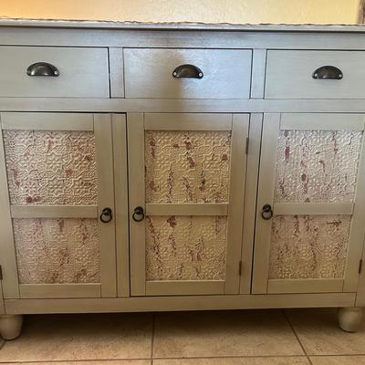 Rustic Farmhouse Style Buffet / Sideboard Cabinet with Tin Panels