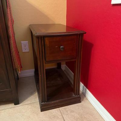 Wooden Side Table with Drawer & Shelf