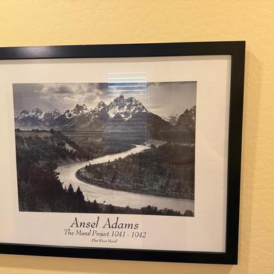 Framed Ansel Adams Print – Flat River Bend, The Mural Project (1941–1942)