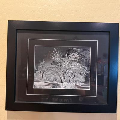 Framed Black & White Winter Landscape Print