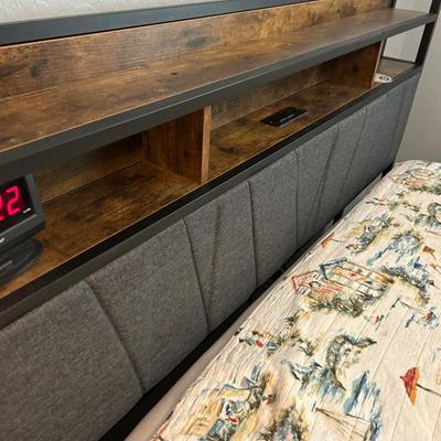Full Size Bed with Storage Headboard