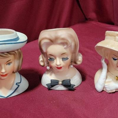 Vintage Lady Head Vases 