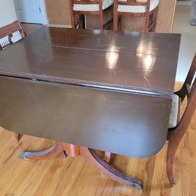  Triple Pedestal Dropleaf Table 