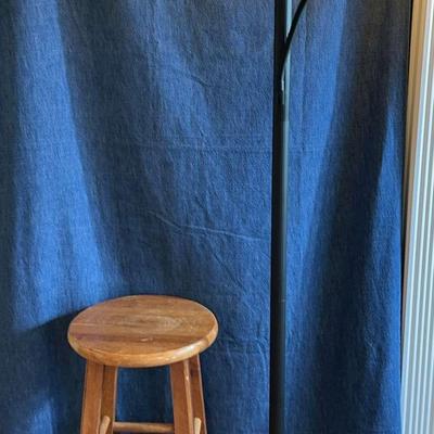 Floor Lamp And Wooden Stool
