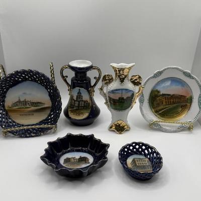 Lot (6) Vintage Souvenir Vases, Bowls, Plates - Lincoln, NE State Capitol & More
Lot #: 109