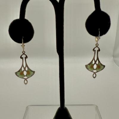 925 Silver Art Nouveau-Style Enameled Drop Earrings W/Wire Leverbacks - Pair 1 Of 2
Lot #: 3