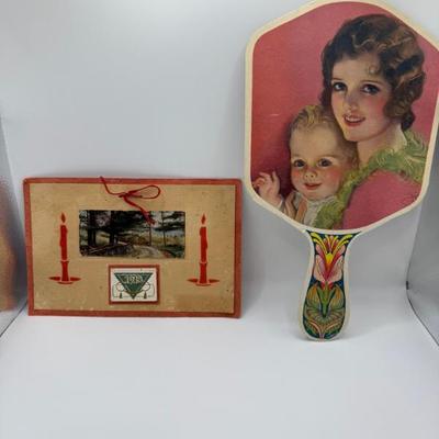 1913 Christmas Paper Calendar & 1914 Hand Fan
Lot #: 64