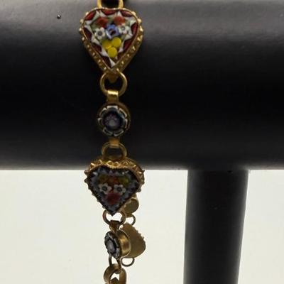 Vintage Brass-Toned Micro-Mosaic Bracelet, Made In Italy. 7.25" L
Lot #: 128