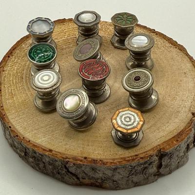 Lot (11) Individual Vintage Snap Cufflinks- Mother Of Pear, Enameled, Clover, Red Stone & More
Lot #: 81