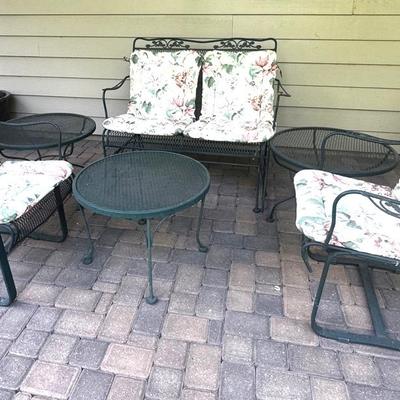 Six Piece Rod Iron Patio Set in Hunter Green - Includes Rocking Swing