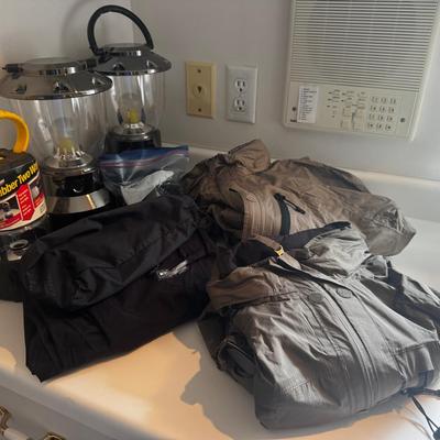 Camping Gear Includes REI Women’s XL Jacket, XL Pants, GE Lanterns, and Energizer Flashlight