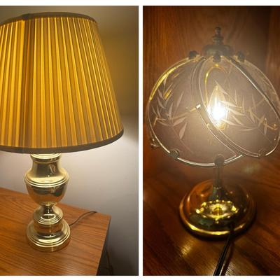 Two Gold Tone Table Lamps