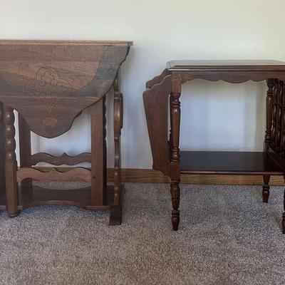 Walnut Magazine Rack Table And Drop Leaf Table