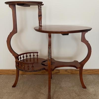Antique Fancy Shaped Oak Lamp Table