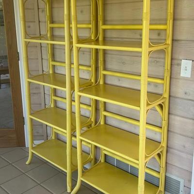 Two Yellow Wood Book Shelves
