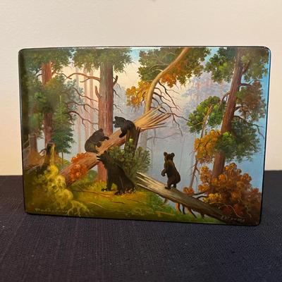 “Bears In The Forest” ~ Signed Original By Fedoskino ~ Traditional Russian Folk Art Lacquered Box 