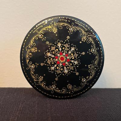 Traditional Russian Hand Painted Folk Art Signed Lacquer Box, By Palekh