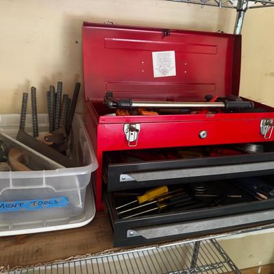 Vermont American Toolbox With Variety Of Tools & Cementing Tools