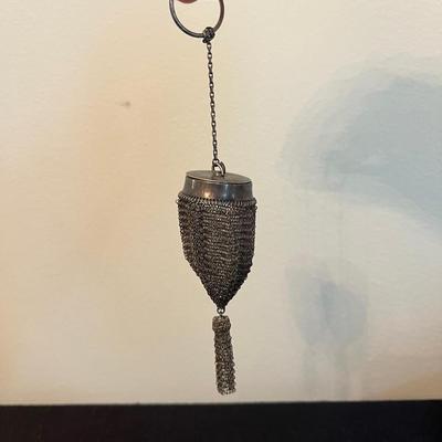 Antique Sterling Silver (17g) Subway Token Chainmail Purse