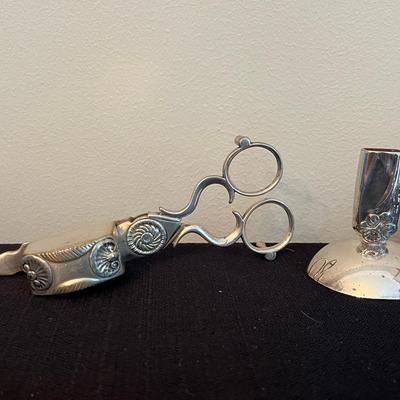 Antique Candle Wick Scissors & Bud Vase 