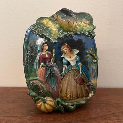  Cinderella Mother Of Pearl & Hand Painted Russian Lacquer Box By Borisou A. 