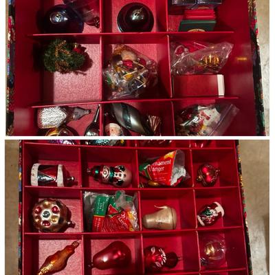Vintage Christmas Ornaments #3 Includes Glass, Variety And Storage Bin