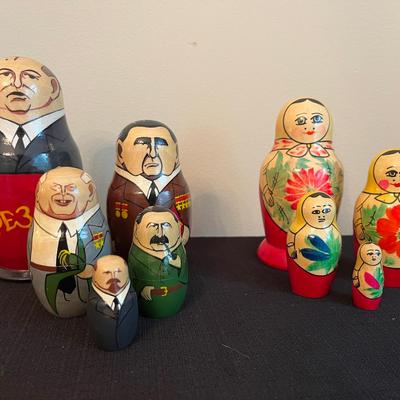 Traditional Matryoshka Russian Nesting Dolls & Soviet Leader Nesting Dolls