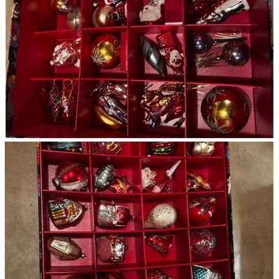 Vintage Christmas Ornaments #2 Includes Glass, Variety And Storage Bin