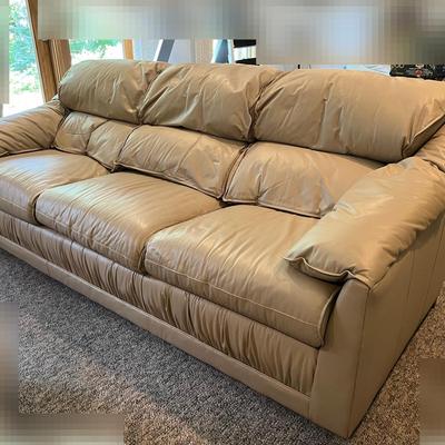Leathercraft Post Modern Grey Leather Sofa 