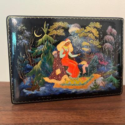“Father Frost” Traditional Russian Hand Painted Folk Art Signed Original Lacquer Box By Palekh