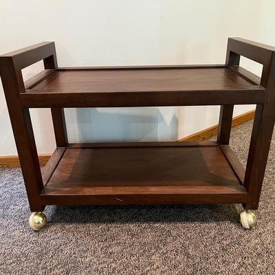 Vintage Contemporary Post Modern Two Tier Side Table Cart 