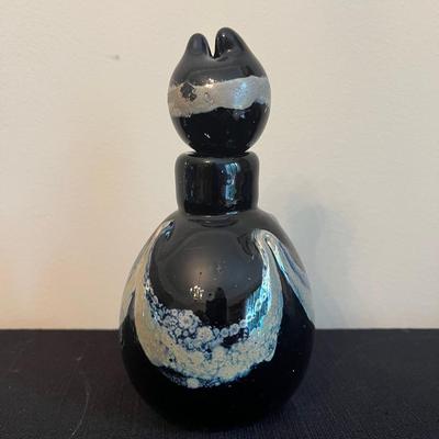 Vintage Handblown Thick Glass Petite Decanter ~ Signed 