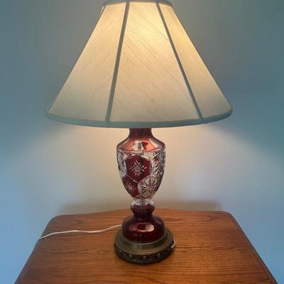 Ruby Red And Clear Crystal Table Lamp