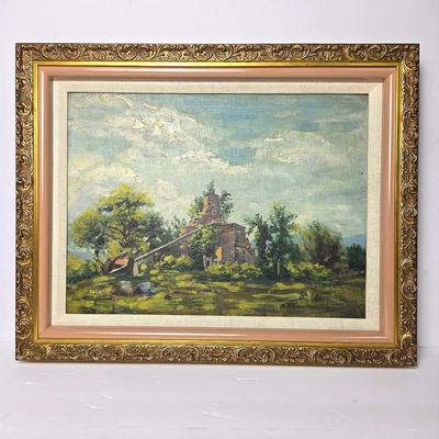Original Landscape Painting On Board - Framed 15x19”